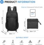 Hiking Daypack Packable, Camping Backpack Water Resistant Lightweight Polyester for Men Women Travel Outdoor - Image 3