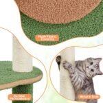 Yaheetech 42in Cactus Cat Tree, Green Cat Tree Tower w/Pumpkin Condo, Multi-Level Perches, 3 Scratching Posts, Teasing Ball for Indoor Kittens - Image 7