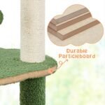 Yaheetech 42in Cactus Cat Tree, Green Cat Tree Tower w/Pumpkin Condo, Multi-Level Perches, 3 Scratching Posts, Teasing Ball for Indoor Kittens - Image 8