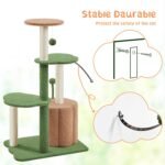 Yaheetech 42in Cactus Cat Tree, Green Cat Tree Tower w/Pumpkin Condo, Multi-Level Perches, 3 Scratching Posts, Teasing Ball for Indoor Kittens - Image 9