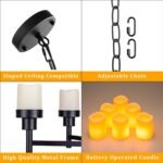 Battery Operated Chandelier, Outdoor Hanging Candle Lights Battery Gazebo Lights, Outdoor Chandelier for Gazebo, Canopy, Pergola, Porch, Tent Decor (6) - Image 5