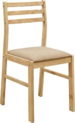 CARTESIAN 3-Piece Drop Leaf Dining Set, Natural Wood Table and 2 Chairs with Beige Cushions, Small Space Kitchen Furniture - Image 4