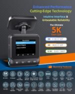 Sarmert C1 5K Dash Cam Front - Built-in GPS and 5G WiFi, Sony STARVIS Sensor, HDR Night Vision Car Camera, 5K/4K/2.5K UHD Dash Camera for Cars, Loop Recording, WDR, G-Sensor, 24H Parking Mode - Image 3