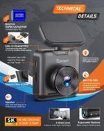 Sarmert C1 5K Dash Cam Front - Built-in GPS and 5G WiFi, Sony STARVIS Sensor, HDR Night Vision Car Camera, 5K/4K/2.5K UHD Dash Camera for Cars, Loop Recording, WDR, G-Sensor, 24H Parking Mode - Image 4