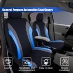 Car Front Seat Cover Set, Sporty Breathable Seat Covers with Removable Headrest Covers, Easy Installation Seat Protectors, Universal Car Interior Decoration, Airbag Compatible (Blue & Grey) - Image 4