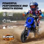 24V Kids Electric Dirt Bike - 250W Electric Motorcycle, 11 Mph Max Speed Electric Motorcycle Mini Bike with Music, 10 Miles Range, Twist Grip Throttle, Metal Suspension, Rubber Tires (Blue) - Image 3