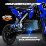 24V Kids Electric Dirt Bike - 250W Electric Motorcycle, 11 Mph Max Speed Electric Motorcycle Mini Bike with Music, 10 Miles Range, Twist Grip Throttle, Metal Suspension, Rubber Tires (Blue) - Image 4