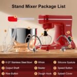 Stand Mixer, 10-Speed Kitchen Electric Mixer, 6QT Food Mixer with 8-in-1 Splash Guard, Dishwasher-Safe Dough Hook/Whisk/Beater/Spatula, Dough Mixers for Baking, Red - Image 3