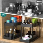 DEKAVA Under Sink Organizer 2 Pack, Bathroom Cabinet Organizer, 2 Tier Sliding Cabinet Basket Organizer Drawer, Multi-Purpose Bath Collection Baskets for Bathroom (Black) - Image 4