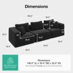 Novilla Modular Sectional Sofa, Modern Cloud Sectional Couch with Smarts Coil™ Support, Upholstered Boneless Couch for Living Room Apartments Bedroom, No Assembly Required (3 Seater) - Image 3