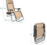 Best Choice Products Set of 2 Adjustable Steel Mesh Zero Gravity Lounge Chair Recliners w/Pillows and Cup Holder Trays - Sand - Image 4