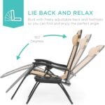 Best Choice Products Set of 2 Adjustable Steel Mesh Zero Gravity Lounge Chair Recliners w/Pillows and Cup Holder Trays - Sand - Image 5