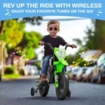 S6 12V Kids Motorcycle, 2x25W Ride on Motorbike, Equipped with Safety Training Wheels, Self-Control Throttle Grip, Bluetooth, Multi Music, Spring Suspension, Idea Present for Little Kids - Image 4