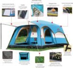 Large Family Standing Upright Camping Tent 4-12 Persons Multi-Room Waterproof Tent with Screened Porch - Glamping Tent for Outdoor Camping & Family Vacation - Image 4