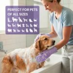DELOMO Dog Washing Gloves 1 Pair: Soft and Gentle Silicone Pet Grooming Gloves - Bathing Scrubber Brush Mitt Grooming Shedding Fur Removal Massage for Dogs/Cats/Horse, Purple - Image 4
