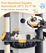 Cat Tree Large Cat Tower Tree 68" Multi-Level Cat Tower for Indoor Cats with Sisal Scratching Posts, Widen Cat Perche, Square Hammock, 2 Widen Condos, Scratching Posts, Grey - Image 4