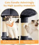 Cat Tree Large Cat Tower Tree 68" Multi-Level Cat Tower for Indoor Cats with Sisal Scratching Posts, Widen Cat Perche, Square Hammock, 2 Widen Condos, Scratching Posts, Grey - Image 6