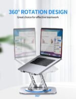 Adjustable Computer Stand with 360 Rotating Base, Ergonimic Foldable Laptop Riser for Desk Compatible with MacBook Pro/Air Notebook up to 16 Inches, Silver - Image 3