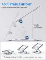 Adjustable Computer Stand with 360 Rotating Base, Ergonimic Foldable Laptop Riser for Desk Compatible with MacBook Pro/Air Notebook up to 16 Inches, Silver - Image 4