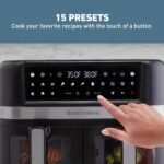 West Bend Double Up Air Fryer Dual Basket 10-Quart Capacity with Digital Controls View Windows and 15 Cooking Presets, Nonstick Frying Baskets, Dual-Zone Cooking, 1600-Watts, Black - Image 5