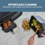 West Bend Double Up Air Fryer Dual Basket 10-Quart Capacity with Digital Controls View Windows and 15 Cooking Presets, Nonstick Frying Baskets, Dual-Zone Cooking, 1600-Watts, Black - Image 7