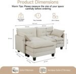 Modular Sectional Sofa, 76.5" L-Shaped Corduroy Comfy Sectional Couches for Living Room, 2-Seater Cloud Couches with 1 Movable Ottoman, Flexible Combination Modern Deep Seat Sofa (Beige) - Image 3