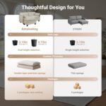Modular Sectional Sofa, 76.5" L-Shaped Corduroy Comfy Sectional Couches for Living Room, 2-Seater Cloud Couches with 1 Movable Ottoman, Flexible Combination Modern Deep Seat Sofa (Beige) - Image 4