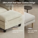 Modular Sectional Sofa, 76.5" L-Shaped Corduroy Comfy Sectional Couches for Living Room, 2-Seater Cloud Couches with 1 Movable Ottoman, Flexible Combination Modern Deep Seat Sofa (Beige) - Image 5