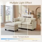 Modular Sectional Sofa, 76.5" L-Shaped Corduroy Comfy Sectional Couches for Living Room, 2-Seater Cloud Couches with 1 Movable Ottoman, Flexible Combination Modern Deep Seat Sofa (Beige) - Image 6