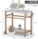 TORVA Outdoor Prep Grill Carts, 303 Stainless Steel Tabletop with High Load Capacity Portable BBQ Table, HDPE Durable Frame 2-Tier Storage Cart, Wood - Image 3