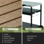 TORVA Outdoor Prep Grill Carts, 303 Stainless Steel Tabletop with High Load Capacity Portable BBQ Table, HDPE Durable Frame 2-Tier Storage Cart, Wood - Image 8