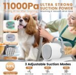 Dog Grooming Vacuum and Kit, Clipper Nail Trimmer Grinder, 2.5L Dust Cup 7 Grooming Tools 11000Pa Pet Vacuum for Shedding Grooming, Dog Hair Vacuum, Home Cleaning, PG50 Plus - Image 4