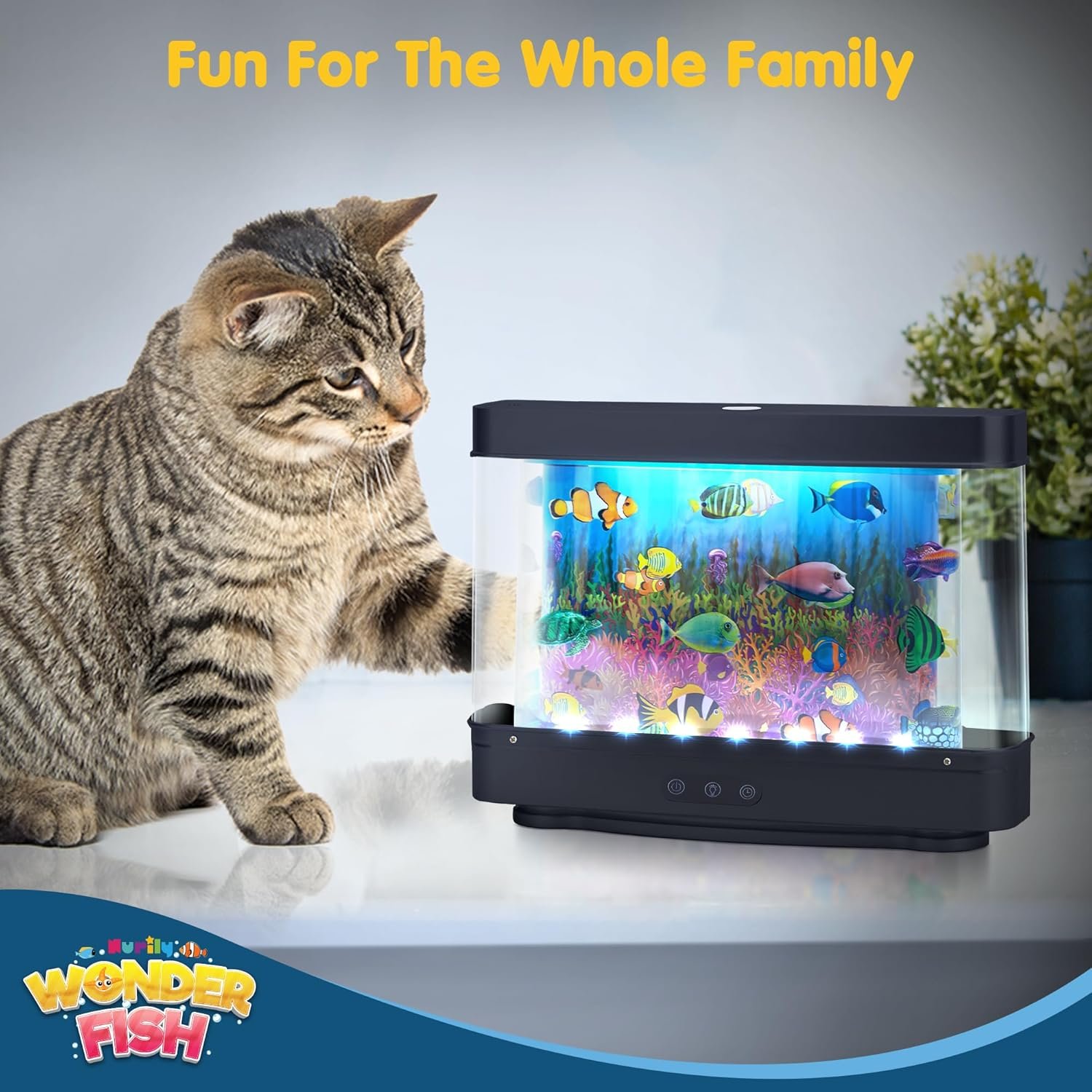 Artificial Fish Tank Virtual Ocean Toy with 2H or 6H Timer, Dimmable Lights, Mini Desk Decor, Colorful Aquarium, Motion Lamp Night Light for Kids with Moving Fish - Image 7