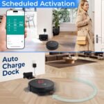 SereneLife Smart Robot Vacuum Cleaner and Mop Combo, App Control, 3 Cleaning Modes, Anti-Fall Sensors, Self-Charging, 700Pa Suction Ideal for Pet Hair, Carpet and Hard Floors, Black - Image 5