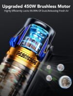 450W 45Kpa Cordless Vacuum Cleaner, Powerful Lightweight Stick Vacuum with LED Headlights & Brushless Motor & 45 Minutes Runtime, Household Vacuum Cleaners for Home Pet Hair Carpet Hardwood - Image 4