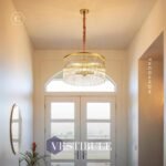20.47" Round Glass Chandeliers Dining Room Gold Modern Glass Chandelier 8-Lights for Living Room Kitchen Island Entryway Foyer Stairway UL Listed Drum Light Fixture with Crystals - Image 7