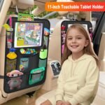 Car Backseat Organizer ，2 Pack Car Organizer Back Seat with 11" Tablet Holder, 10 Storage Pockets Seat Back Protectors Kick Mats for Kids Toddlers, Travel Accessories (Black) - Image 3