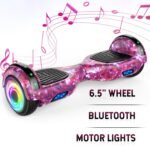 SISIGAD Hoverboard with Seat Attachment, 6.5'' Self Balancing Hoverboards Go Kart with Bluetooth and LED Lights, Star Purple Scooter with Seat Attachment Combo - Image 3