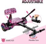 SISIGAD Hoverboard with Seat Attachment, 6.5'' Self Balancing Hoverboards Go Kart with Bluetooth and LED Lights, Star Purple Scooter with Seat Attachment Combo - Image 6