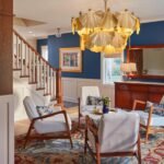 TOCHIC Modern Farmhouse Chandelier, 8 Lights Gold Chandeliers for Dining Room, Rustic Chandelier with Ginkgo Leaves, Ceiling Light Fixture for Living Room, Bedroom, Kitchen, Entryway, W-25.98" - Image 3