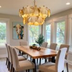 TOCHIC Modern Farmhouse Chandelier, 8 Lights Gold Chandeliers for Dining Room, Rustic Chandelier with Ginkgo Leaves, Ceiling Light Fixture for Living Room, Bedroom, Kitchen, Entryway, W-25.98" - Image 4