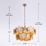 TOCHIC Modern Farmhouse Chandelier, 8 Lights Gold Chandeliers for Dining Room, Rustic Chandelier with Ginkgo Leaves, Ceiling Light Fixture for Living Room, Bedroom, Kitchen, Entryway, W-25.98" - Image 5