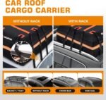 Kingfun Rooftop Cargo Carrier - Waterproof 15 Cubic Feet Car Roof Bag for All Vechicles with/Without Racks, Includes Anti-Slip Mat, 8 Reinforced Straps, 6 Door Hooks, Luggage Lock - Image 4
