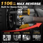20V Cordless Impact Wrench for DeWalt Battery, 1500Nm (1106 Ft-Lbs) 1/2" Brushless Impact Gun, 3-Speed High Torque Power Tool for Tire Removal, Rusted Bolts, Heavy Equipment(No Battery) - Image 3