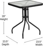 Flash Furniture Barker 23.5" Square Indoor/Outdoor Tempered Glass Patio Side Table, Outdoor Patio Table for Commercial or Residential Use, Clear/Black - Image 4
