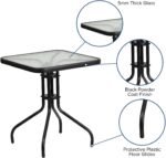 Flash Furniture Barker 23.5" Square Indoor/Outdoor Tempered Glass Patio Side Table, Outdoor Patio Table for Commercial or Residential Use, Clear/Black - Image 5