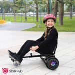 SISIGAD Hoverboard with Seat Attachment, 8.5'' Self Balancing Scooters Go Kart with Bluetooth and LED Lights, Silver+Black - Image 4