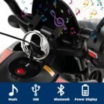 OLAKIDS Kids Motorcycle, Licensed Aprilia RX125 12V Ride on Electric Dirt Bike with Training Wheels, Spring Suspension, Battery Powered Off Road Motorbike Toy with Bluetooth, USB, Lights (Dark) - Image 5