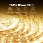 dalattin Warm White LED Strip Lights, 3000K Tunable Soft White Light Strip 16.4ft, Bright 300 LEDs, White Led Lights for Bedroom, Mirror, Kitchen Decoration - Image 4