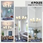 Dining Room Chandeliers Light - Modern Brushed Nickel Chandelier, 8-Light Metal Farmhouse Dining Room Light Fixture, E26 Hanging Pendent Lighting for Kitchen, Living Room, Foyer, Entrance - Image 5